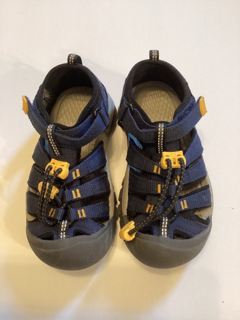 KEEN Kids Size 11 Navy Blue Yellow Closed Toe Sport Water Sandals
